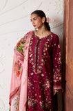 Hussain Rehar - 3PC Dhanak Embroidered Shirt With Wool Printed Dupatta and Trouser - SS01076