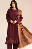 Sapphire - 3PC Dhanak Embroidered Shirt With Wool Embroidered Dupatta and Trouser - SS01054