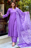 Shahijora - 3PC Lawn Shirt With Slub Net Printed Dupatta and Trouser - SS01147