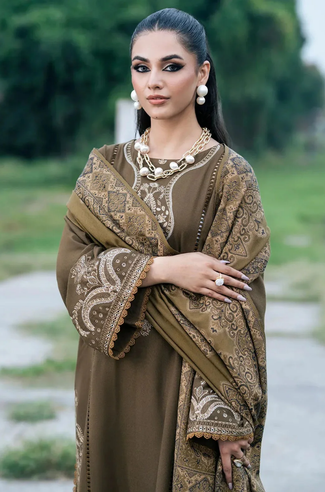 IZEL - Winter 3PC Dhanak Embroidered Suit - SS0502