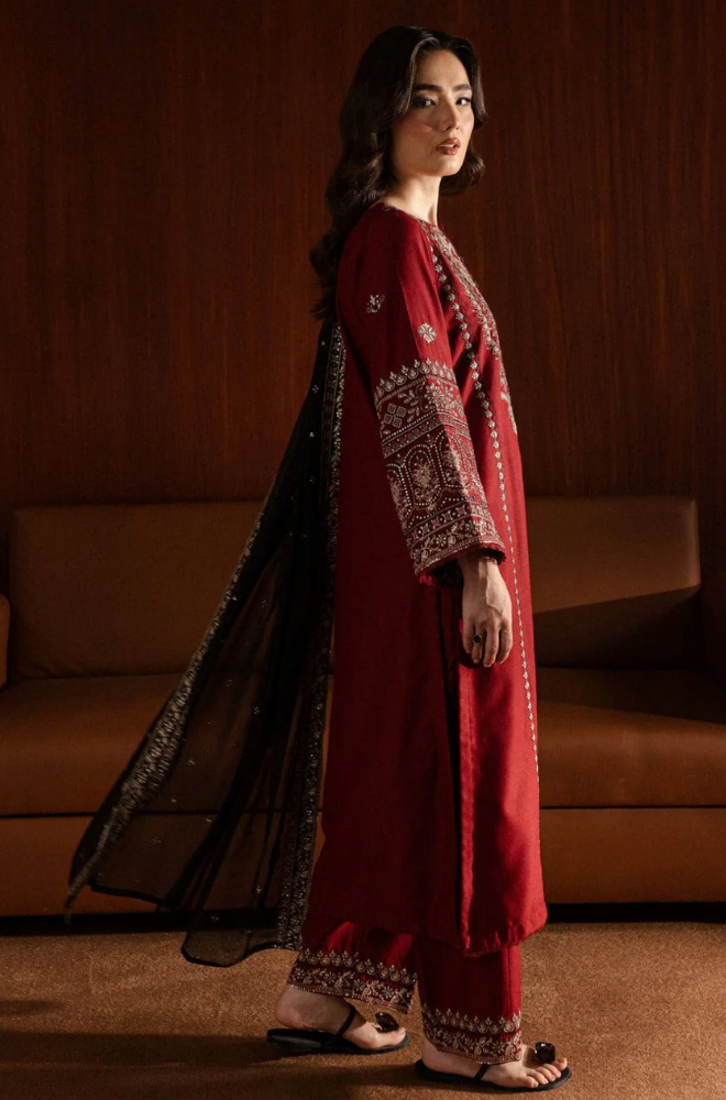 Zara Shahjahan - Winter 3PC Dhanak Embroidered Suit - SS0454