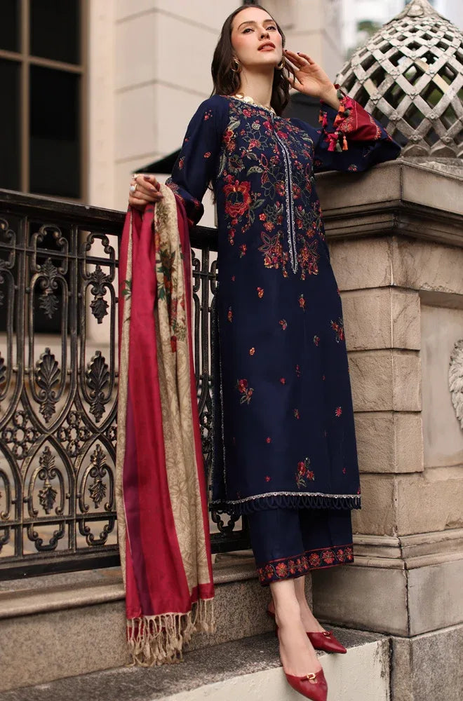 Charizma - 3PC Unstitched Dhanak Embroidered Shirt with Dhanak Embroidered Shawl and Embroidered Trouser - SS01159