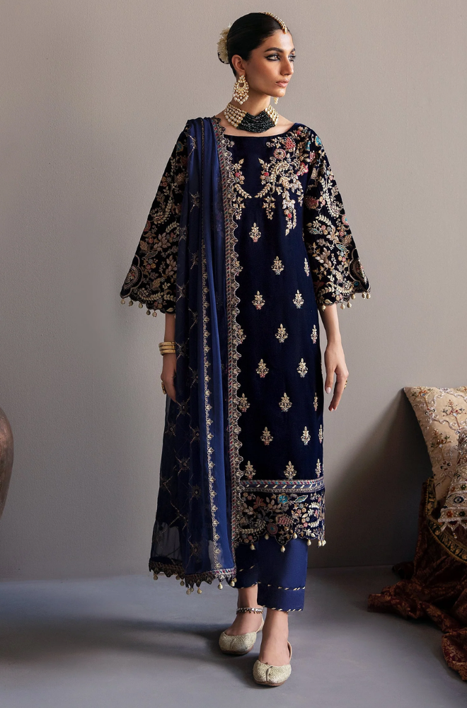 JAZMIN - Winter 3PC Velvet Embroidered Suit - SS0529