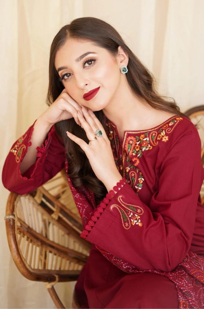 Asling - Winter 3PC Dhanak Embroidered Suit - SS0412