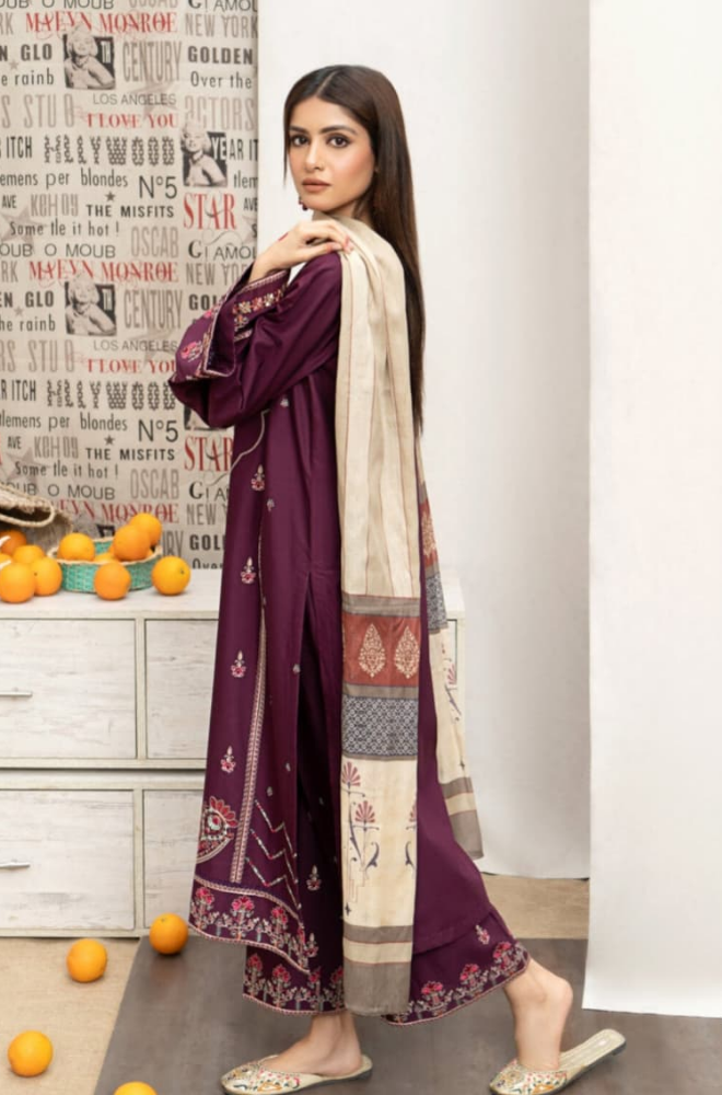 URGE - Winter 3PC Dhanak Embroidered Suit - SS0504