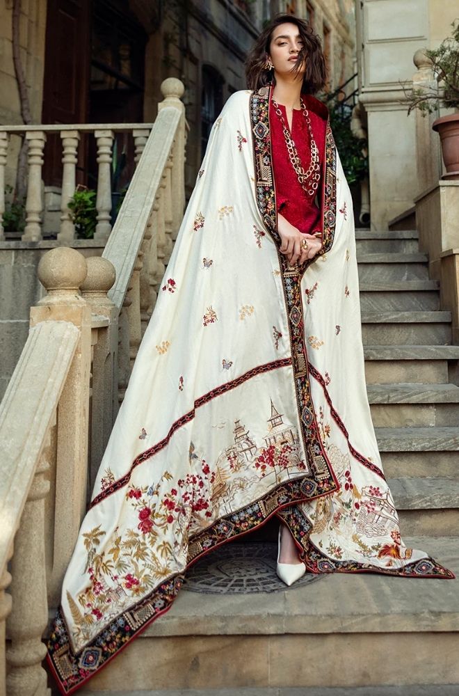Bareeze- Winter 3PC Dhanak Embroidered Suit - SS0471