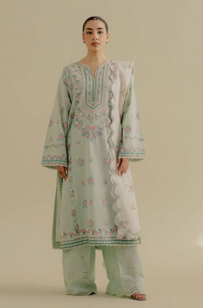ZARA SHAHJAHAN - Summer 3PC Lawn Embroidered Suit - SS0635