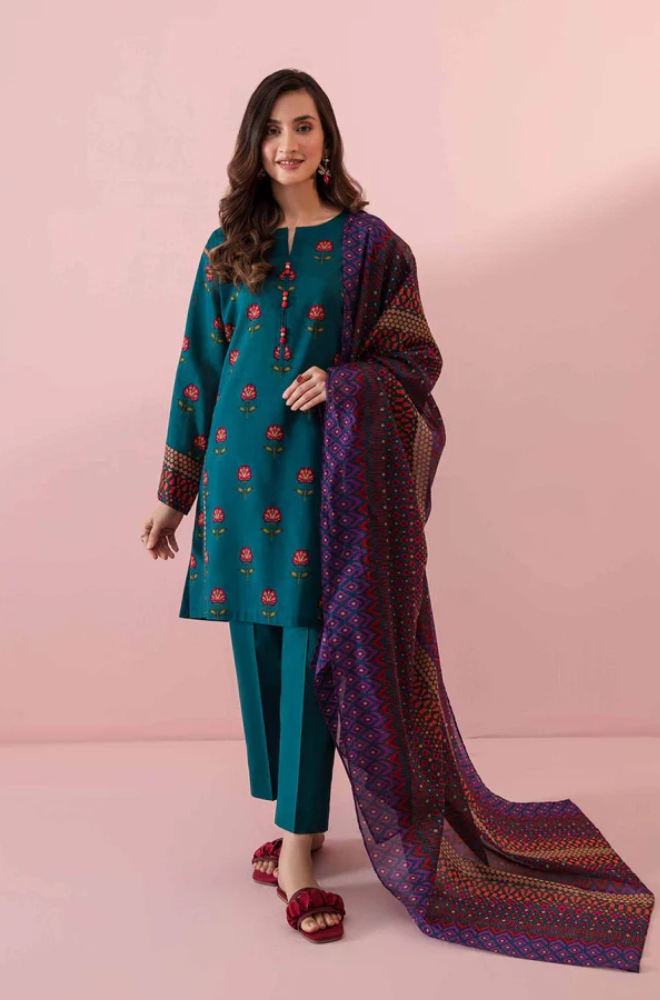 NishatLinen - 3 Piece - Dhanak Embroidered Suit - SB0131