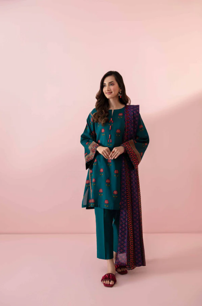 NishatLinen - 3 Piece - Dhanak Embroidered Suit - SB0131