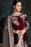 Boraque -Winter 3PC Velvet Embroidered Suit - SS0559