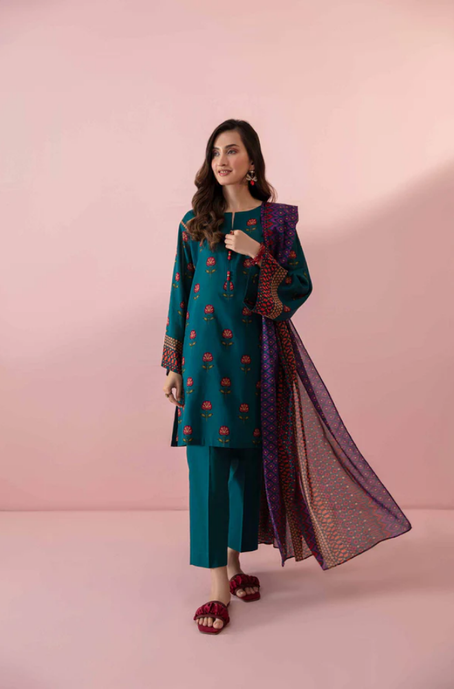 NishatLinen - 3 Piece - Dhanak Embroidered Suit - SB0131