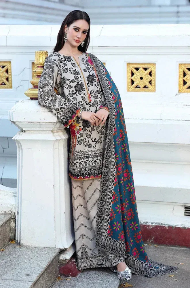 Charizma - 3PC Karandi Printed Shirt With Karandi Printed Dupatta and Trouser - SS0947