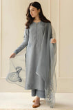 DYOT - 3PC Summer Lawn Embroidered Shirt with Organza Embroidered Dupatta and Trouser - SS0796