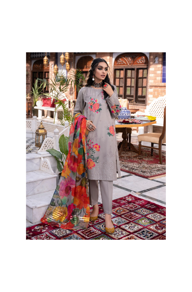 LimeLight - 3 Piece - Dhanak Embroidered Suit - SSIN213