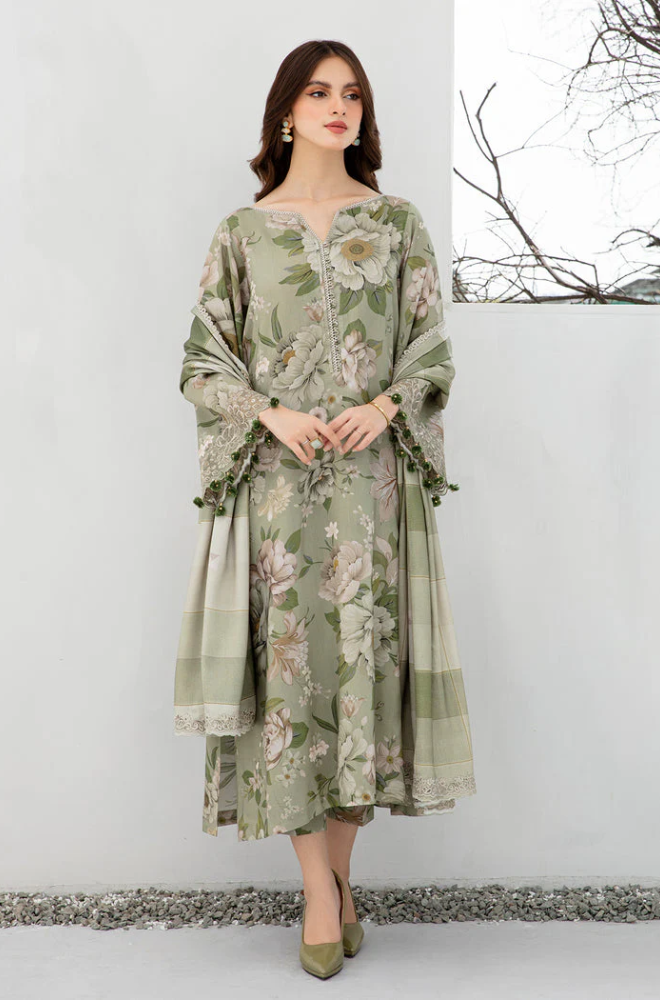 Sapphire - Winter 3PC Khaddar Digital Printed Dress - SS0516