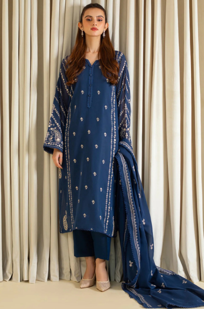 Agha Noor - Winter 3PC Dhanak Embroidered Suit - SS0417