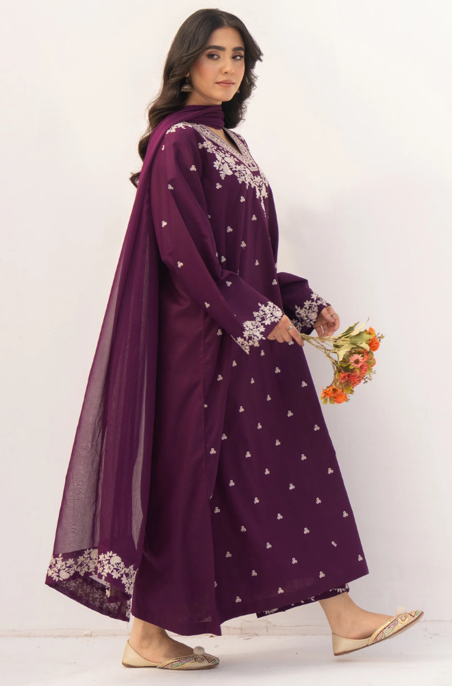 Dyot - Winter 3PC Dhanak Embroidered Suit - SS0424