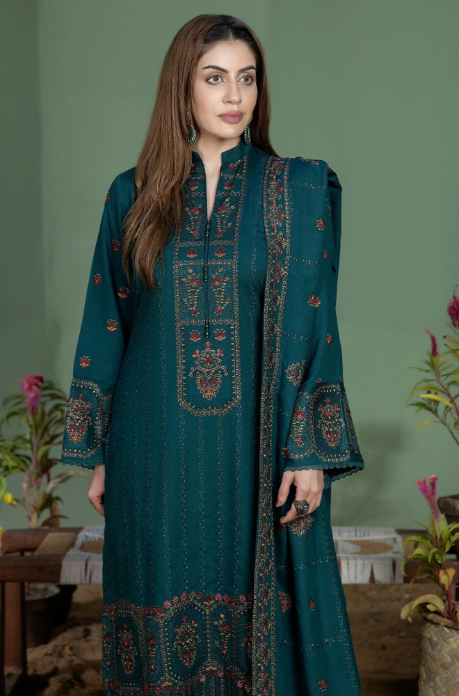 Mohagni- 3 Piece - Dhanak Embroidered Suit - SU0073