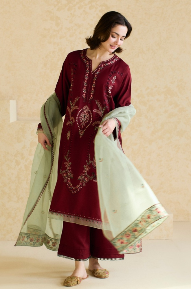 Mishkaa - 3PC Lawn Embroidered Suit - SS0130