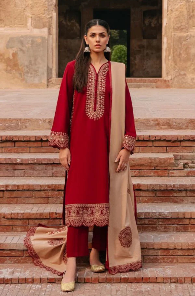 Cross Stitched- 3 Piece - Dhanak Embroidered Suit- SRZ0103