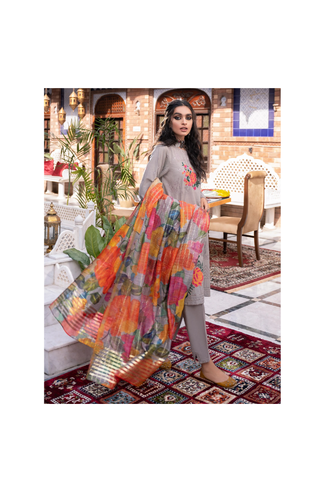 LimeLight - 3 Piece - Dhanak Embroidered Suit - SSIN213