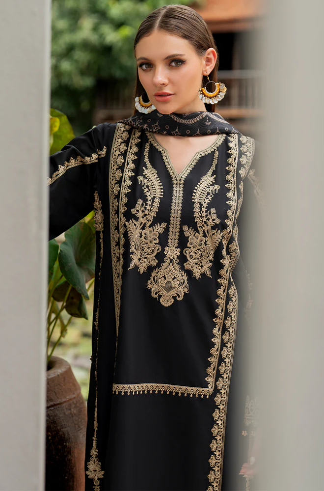 BAROQUE - Winter 3PC Dhanak Embroidered Suit - SS0485