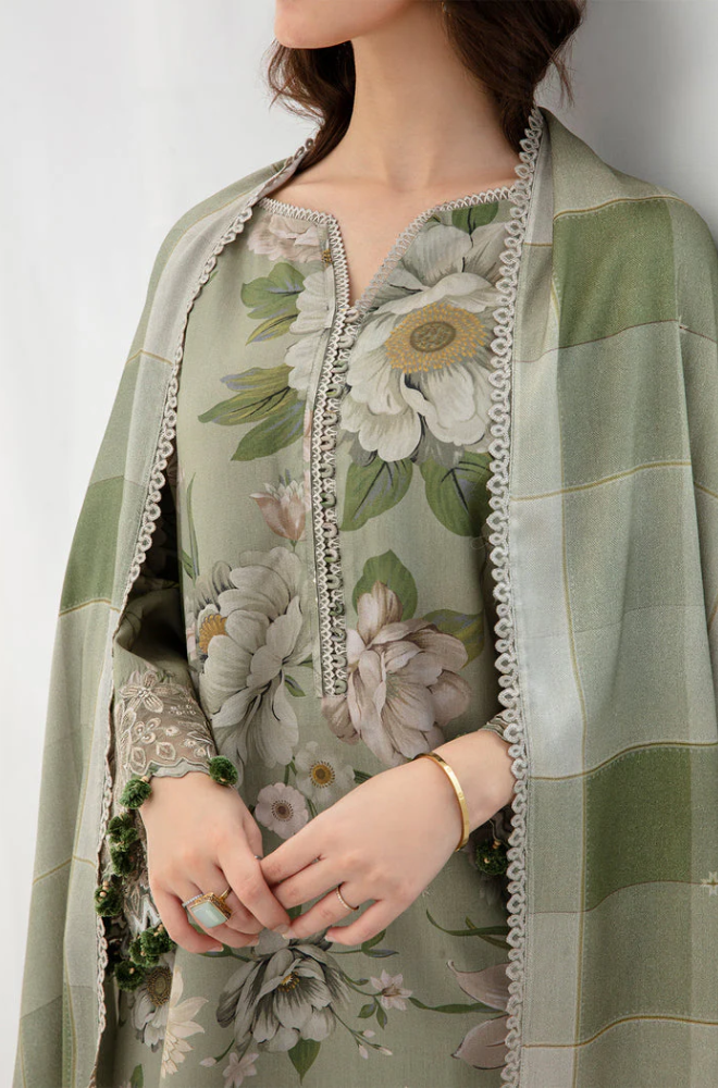 Sapphire - Winter 3PC Khaddar Digital Printed Dress - SS0516