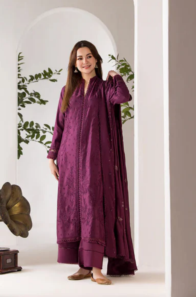 BAROQUE - Winter 3PC Dhanak Embroidered Suit - SS0486