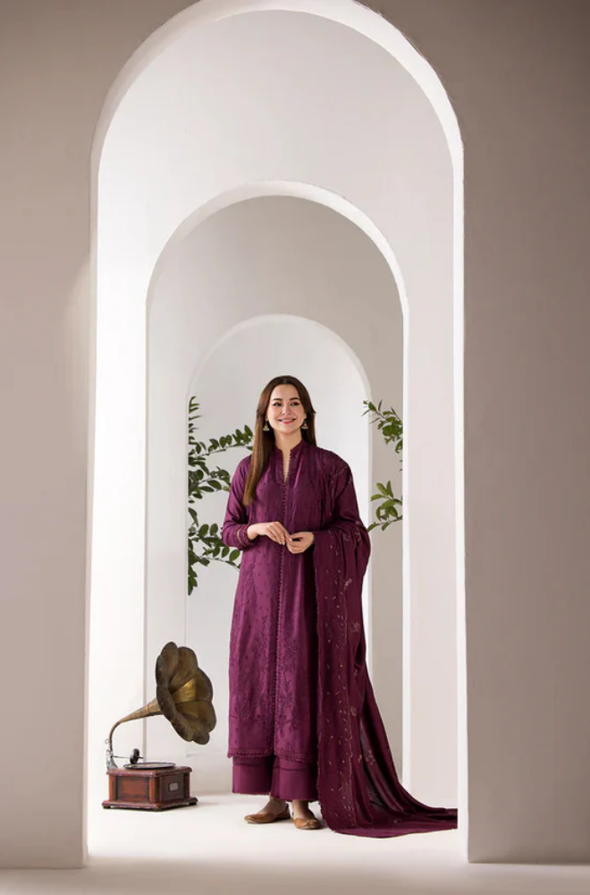 BAROQUE - Winter 3PC Dhanak Embroidered Suit - SS0486