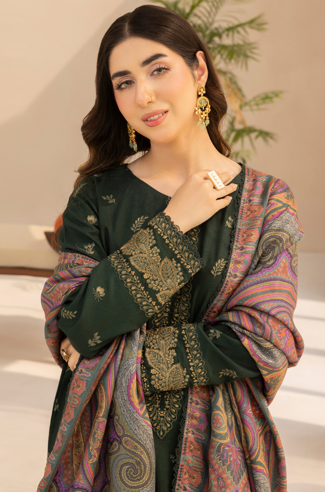 Mohagni - Winter 3PC Dhanak Embroidered Suit - SS0415