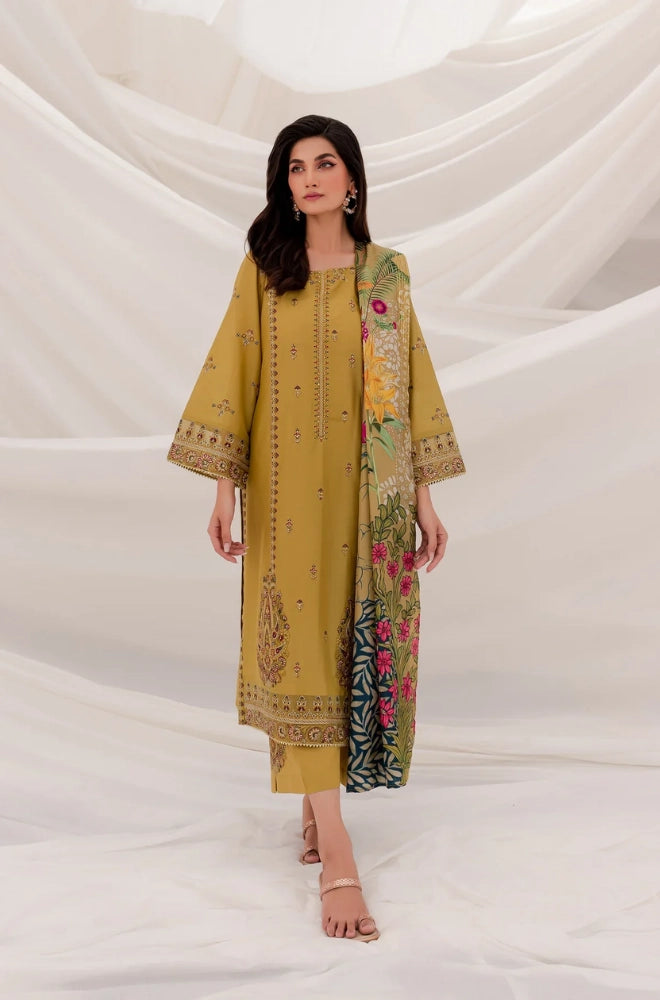 Jazmin - 3PC Dhanak Embroidered Shirt With Wool Printed Dupatta and Trouser - SS0886