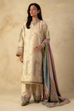 Zara Shahjahan - 3PC Dhanak Embroidered Shirt With Twill Printed Dupatta and Trouser - SS0915