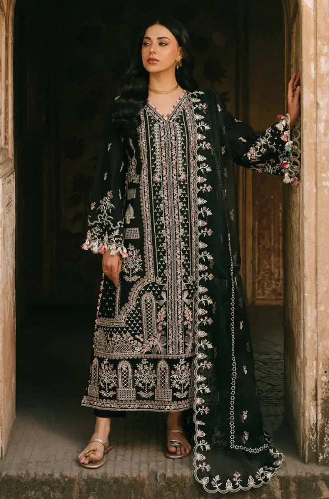 FIONA - 3PC Embroidered Lawn Shirt with Net Embroidered Dupatta and Trouser - SS0823