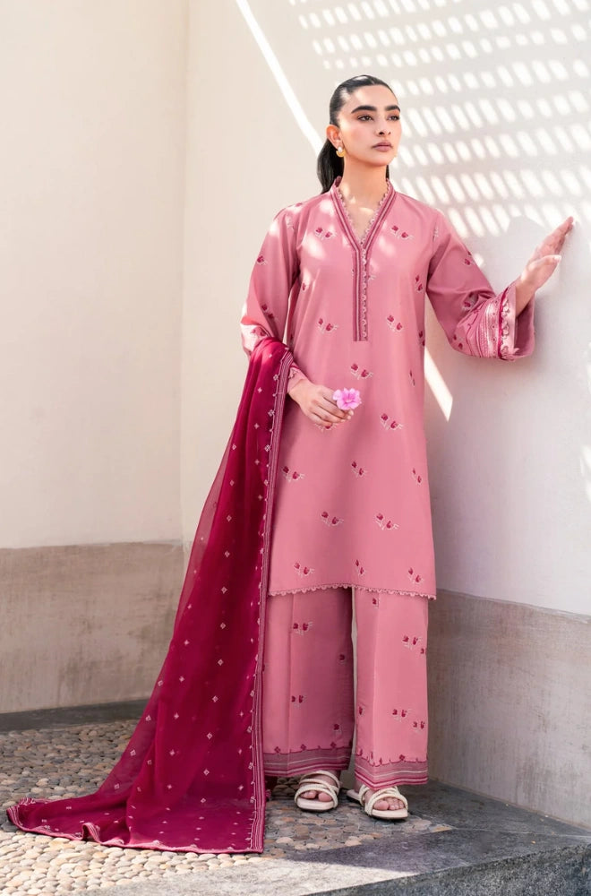 XENIA - 3PC Lawn Embroidered Shirt with Chiffon Embroidered Dupatta and Trouser - SS0658