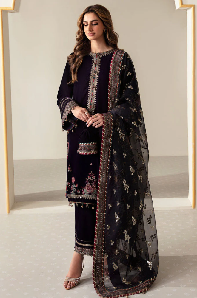 JAZMIN - Winter 3PC Velvet Embroidered Suit - SS0533