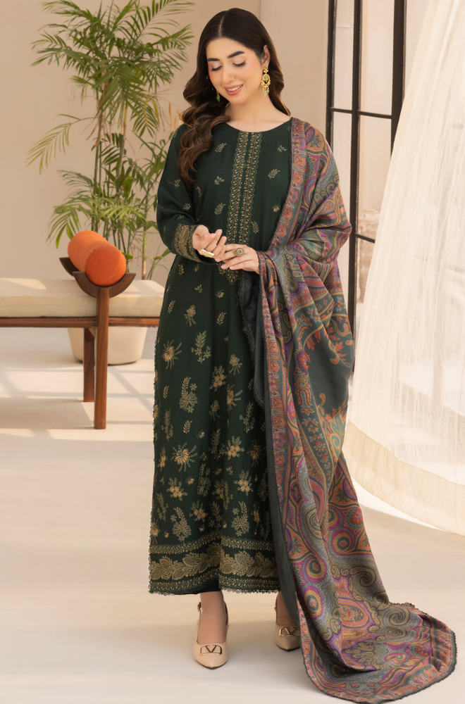 Mohagni - Winter 3PC Dhanak Embroidered Suit - SS0415