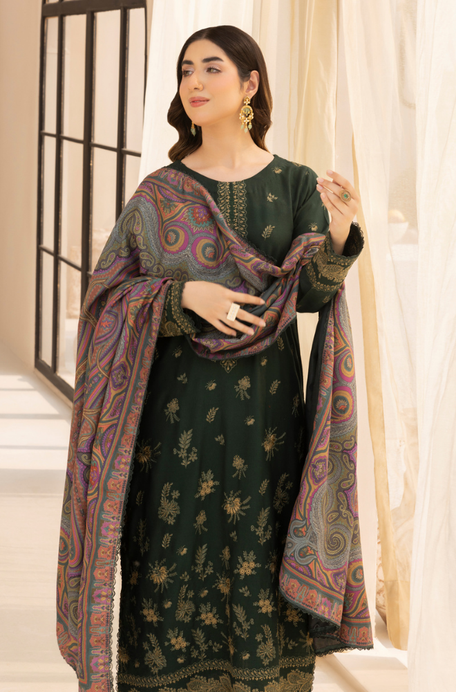 Mohagni - Winter 3PC Dhanak Embroidered Suit - SS0415
