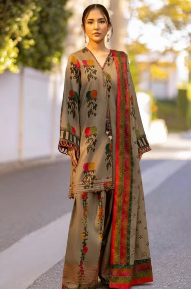Charizma - 3PC Karandi Printed Shirt With Printed Dupatta and Trouser - SS01168