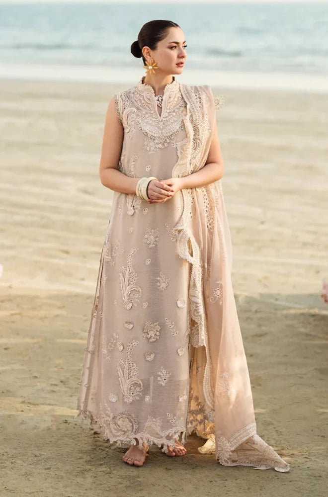 BAREEZ - 3PC Lawn Chikankari Embroidered Shirt with Chiffon Embroidered Dupatta and Trouser- SS0022