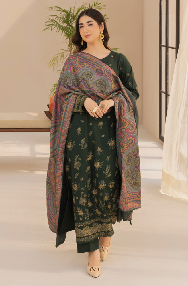 Mohagni - Winter 3PC Dhanak Embroidered Suit - SS0415
