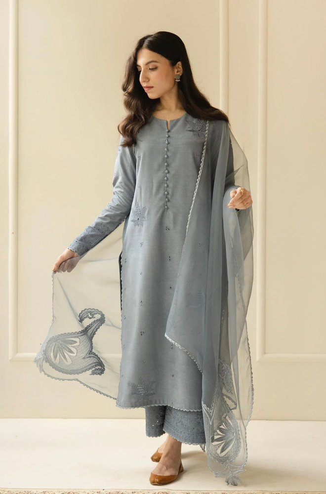 Dyot - 3 Piece - Lawn Embroidered Suit - SN0022