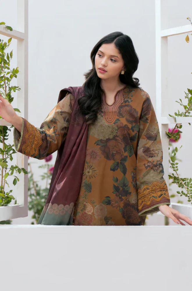 Baroque - Winter 3PC Khaddar Digital Printed Dress - SS0513