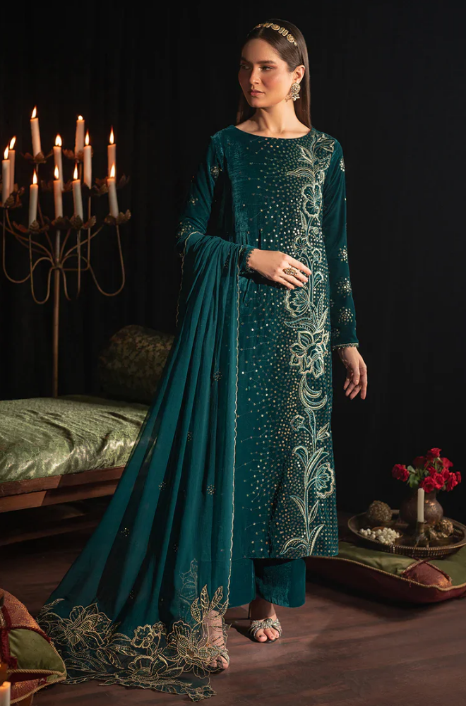 JAZMIN - Winter 3PC Velvet Embroidered Suit - SS0534