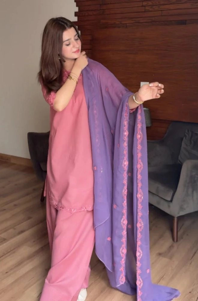 LAAM - 3PC Summer Lawn Embroidered Shirt with Chiffon Embroidered Dupatta and Trouser - SS0801