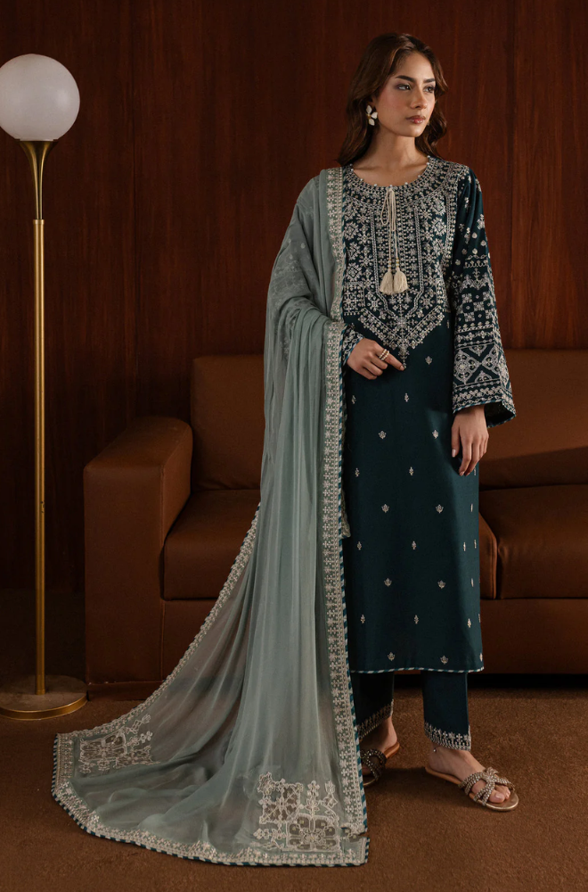 Azure - Winter 3PC Dhanak Embroidered Suit - SS0425