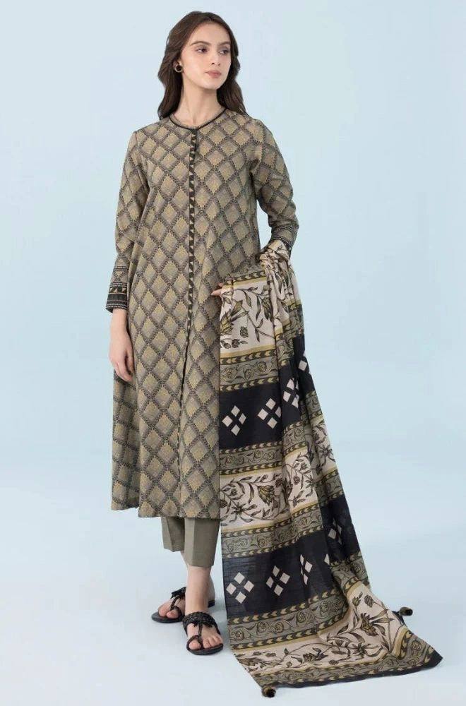 Baroque - 3PC Lawn Printed Shirt with Lawn Printed Dupatta and Trouser - SS0840