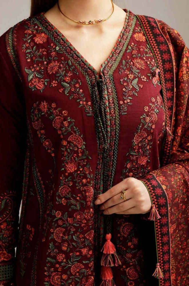 HUSSAIN REHAR - Winter 3PC Dhanak Embroidered Suit - SS0462
