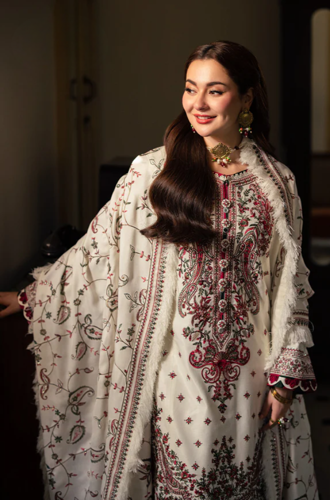 ASIM JOFA - Winter 3PC Dhanak Embroidered Suit - SS0488