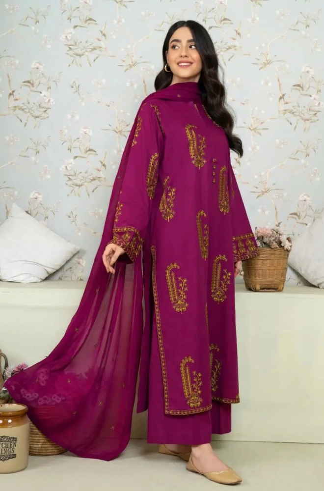 Dyot- 3PC Lawn Embroidered Suit - SA0127
