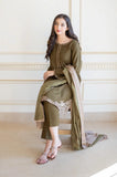 Aisling - 3PC Dhanak Embroidered Shirt With Dhanak Embroidered Dupatta and Trouser - SS0868